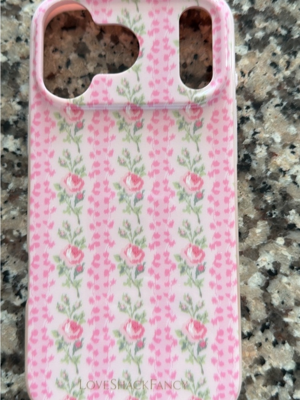 LoveShackFancy Pink & Green Rose Pattern Phone Case iPhone 17 pro max